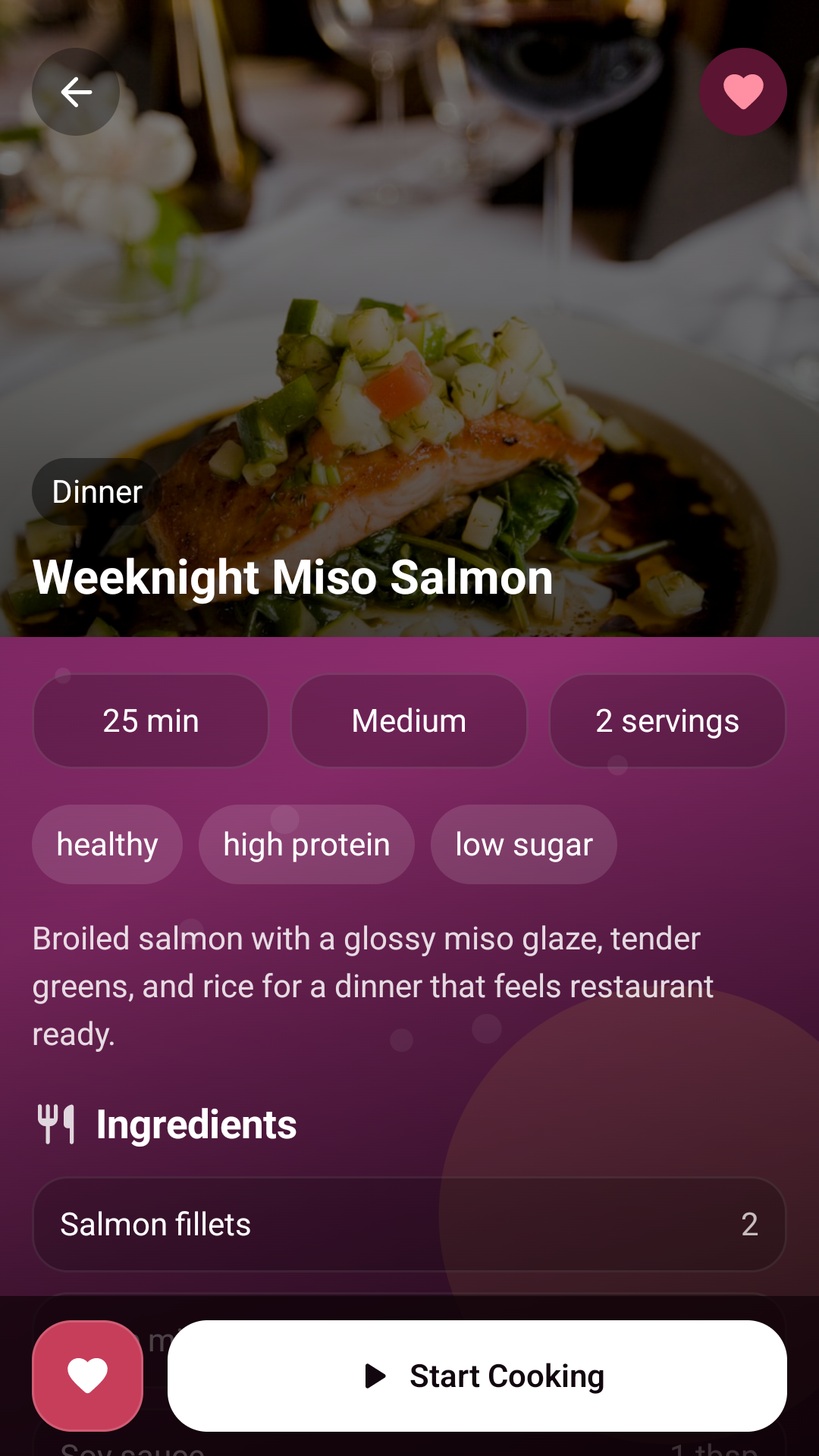 Culinary Compass recipe detail screen