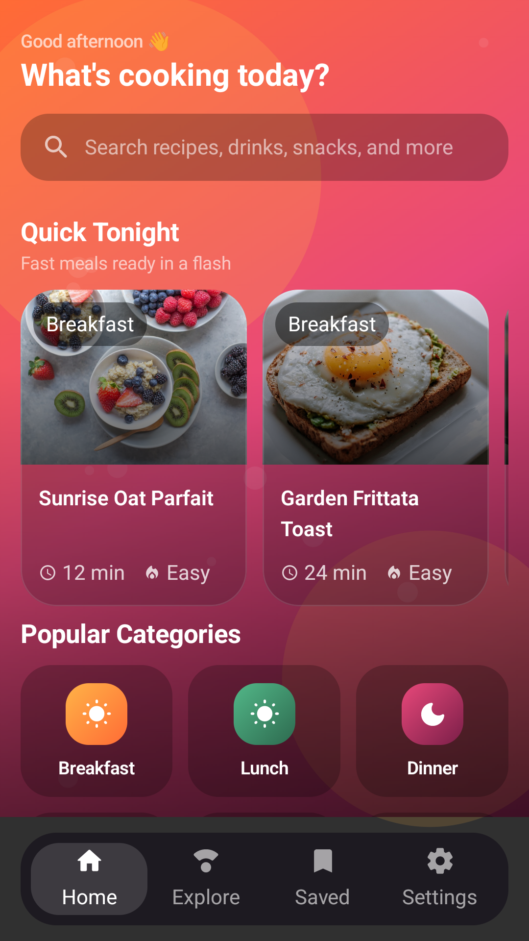 Culinary Compass home screen